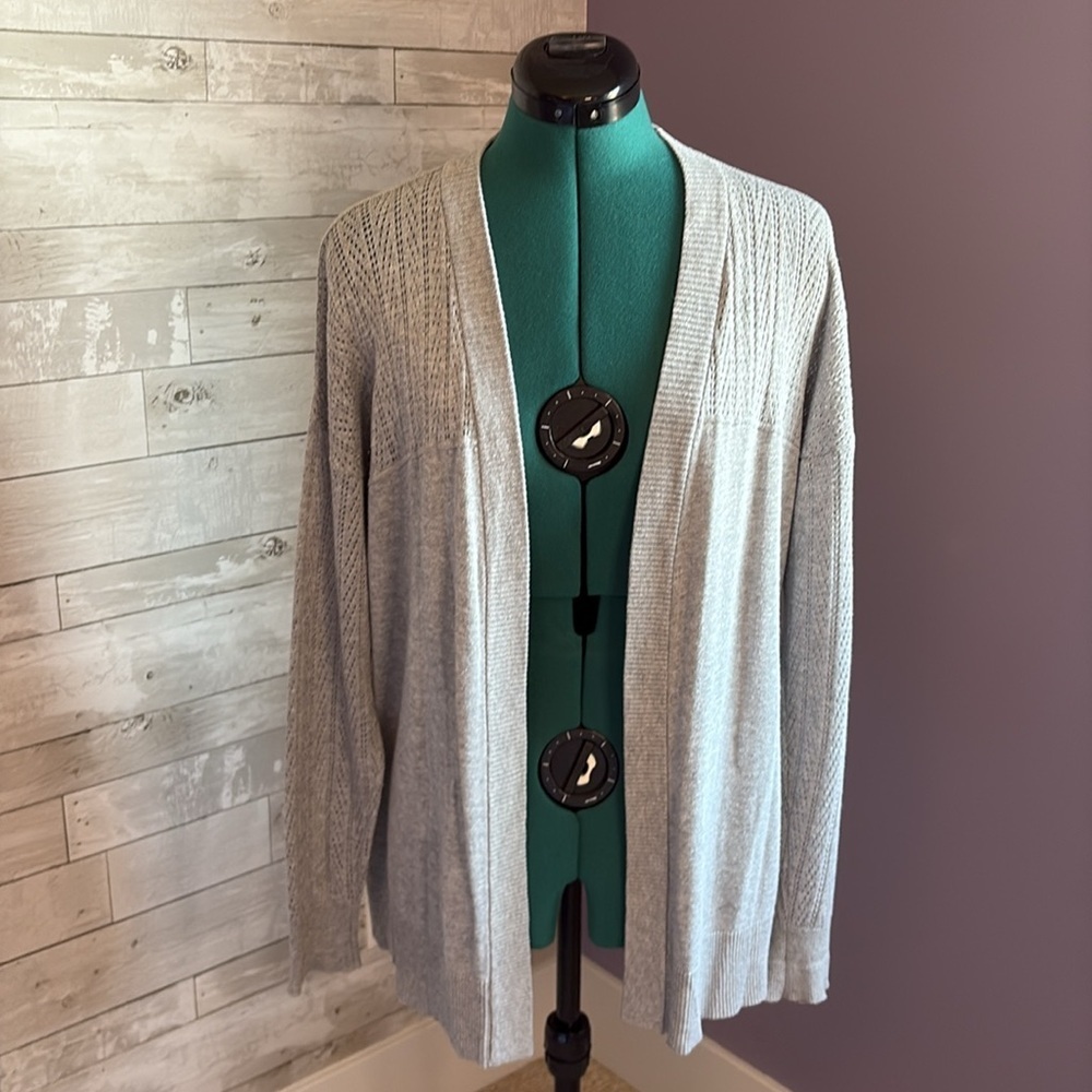 BELLE Lightweight Open Knit Gray Cardigan